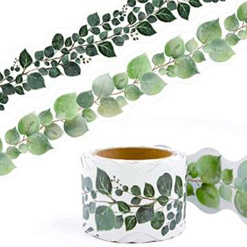 Eucalyptus Bulletin Board Border 36ft Leaves Die-Cut Border Trim for Classroom Decoration Two Sided ...