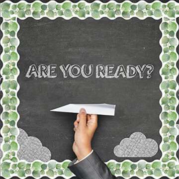 Eucalyptus Bulletin Board Border 36ft Leaves Die-Cut Border Trim for Classroom Decoration Two Sided School Family Party Greenery Border Home Decor