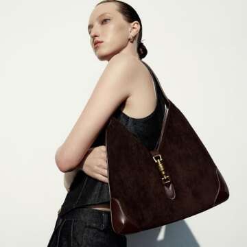 URBAN REVIVO Shoulder Bags for Women Small Trendy Hobo Handbag Y2K Underarm Vintage Purse Brown