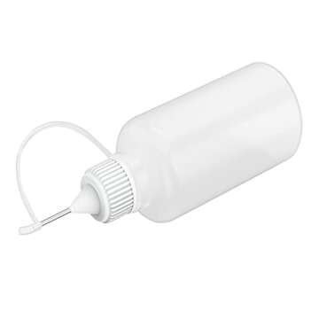 12 Pcs 1 Ounce Needle Tip Glue Bottle 30ml Plastic Dropper Bottles for Small Gluing Projects, Paper Quilling DIY Craft, Acrylic Painting, White Lid