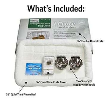 MidWest Homes for Pets iCrate Dog Crate Starter Kit | 36-Inch Crate Kit Ideal for Medium/Large Dogs (weighing 41 - 70 Pounds) || Includes Crate, Pet Bed, 2 Bowls & Crate Cover For Dogs