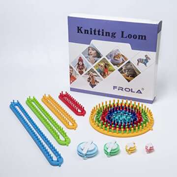 Frola Knitting Loom Craft Kit - Long Knitting Loom and Round Knitting Loom - Include Hook Needle, Pompom Maker (6 Round Loom&4 Long Loom)