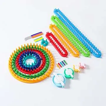 Frola Knitting Loom Craft Kit - Long Knitting Loom and Round Knitting Loom - Include Hook Needle, Pompom Maker (6 Round Loom&4 Long Loom)