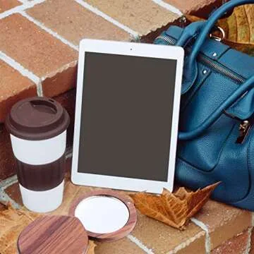Beaupretty Small Compact Mirror Handheld Makeup Mirror Wooden Cosmetic Mirror for Outdoor Makeup Purses Travel Supplies