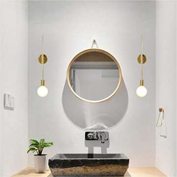 BOKT Wall Sconces 1-Light Metal Wall Mounted Light Fixture Mid Century Modern Wall Sconce Light Minimalist Home Decor Vanity Lights for Bedside Hallway Bathroom (Gold, 2 Pack)