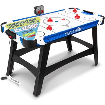 SereneLife 58" Air Hockey Game Table with Motor, Digital LED Scoreboard, Puck Dispenser & Complete A...
