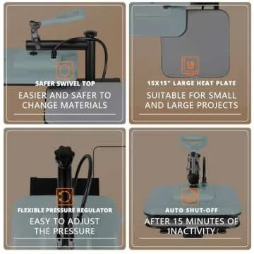 HTVRONT Heat Press Machine for T Shirts - 15x15 Swing Away Shirt Press Machine - Professional Heat Press for Sublimation, Vinyl, Heat Transfer Projects, Heats Up Fast & Distribute Heat Evenly (Blue)