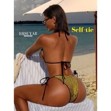 EHSUYAB Sexy Metallic Bikini Set for Women - Stylish Swimwear