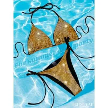 EHSUYAB Sexy Metallic Bikini Set for Women - Stylish Swimwear