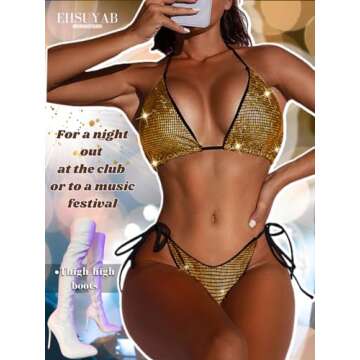 EHSUYAB Sexy Metallic Bikini Set for Women - Stylish Swimwear