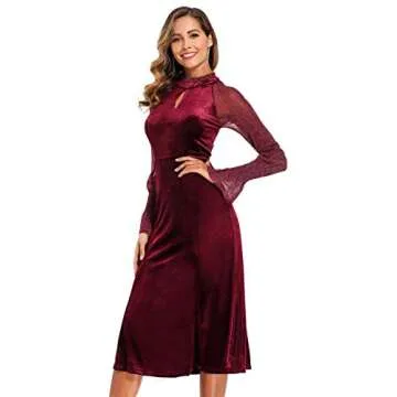 Elegant Velvet Dress with Lace Design for Weddings