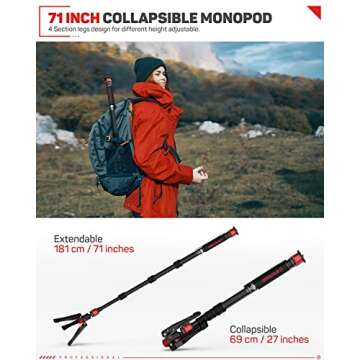 IFOOTAGE 71" Lightweight Aluminum Monopod for Cameras