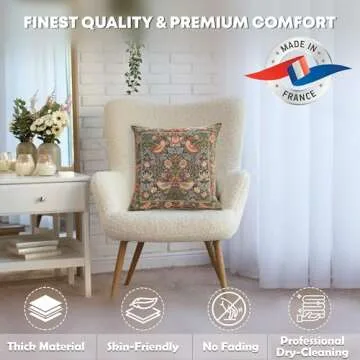 Charlotte Home Furnishings Throw Pillow Covers for Couch 14X14 in, Birds Face to Face Decorative Pillow Covers, Small Tapestry Square Cushion Cases for Cozy Decor, Soft European Cotton Jacquard Woven