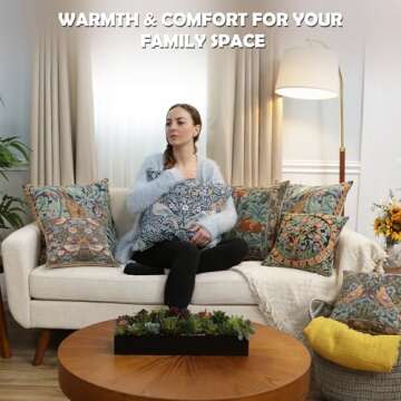 Charlotte Home Furnishings Throw Pillow Covers for Couch 14X14 in, Birds Face to Face Decorative Pillow Covers, Small Tapestry Square Cushion Cases for Cozy Decor, Soft European Cotton Jacquard Woven