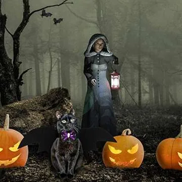 Syhood 2 Pieces Pet Cat Bat and 2 Pieces Collar Bow Ties, Bat for Dogs Cat Costume for Halloween Party Decoration Pet Cosplay