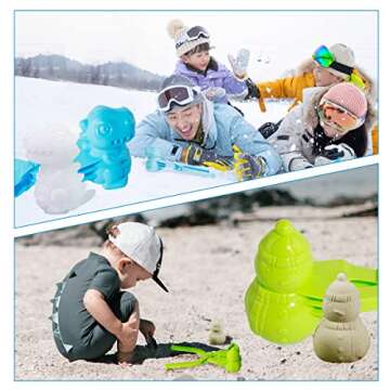 Snowball Maker Toys, 4pcs Outdoor Snow Ball Toys Beach Toy with Handle Snowball Maker Tools Shape of...