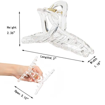 Kitiin Large Clear Claw Clips for Women - Strong Hold