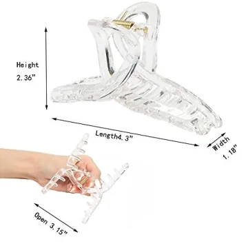 Kitiin Large Clear Claw Clips for Women - Strong Hold