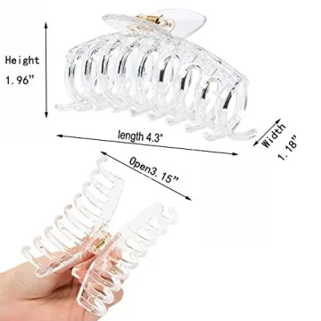 Kitiin Large Clear Claw Clips for Women - Strong Hold