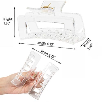 Kitiin Large Clear Claw Clips for Women - Strong Hold