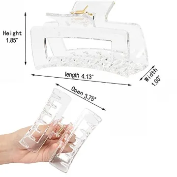 Kitiin Large Clear Claw Clips for Women - Strong Hold