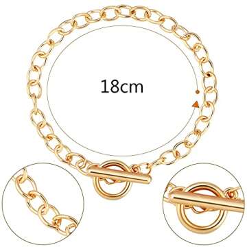 30 Pieces Bracelet Chains with OT Toggle Clasp Link Chains DIY Jewelry Making Round Link Bracelets for Girlfriend Wife Lover Mother(Gold, Silver)