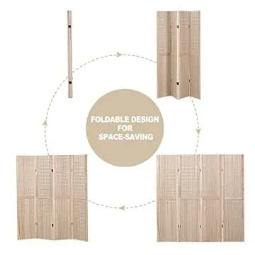 Wnutrees 4 Panel Pegboard Display, 5 Ft Wood Folding Privacy Screens Room Divider, Jewelry Display Panels for Craft/Art Shows, Retail, Events, Pegboard Wall Organizer (Nautral)