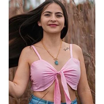 Aobei Pearl Irregular Turquoise Pendant Necklace 20"