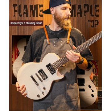 AKLOT DIY Electric Guitar Kit: Flame Maple Top, Roasted Maple Neck, Pre-Soldered Wiring, HH Pickups,...