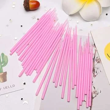 Akstore 600 PCS Disposable Micro Applicators Brush Eyelash Extension Individual Applicators Mascara Brush for Make up and Clean and Compatible and Personal Care (Pink)