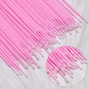 Akstore 600 PCS Disposable Micro Applicators Brush Eyelash Extension Individual Applicators Mascara Brush for Make up and Clean and Compatible and Personal Care (Pink)