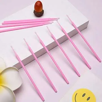 Akstore 600 PCS Disposable Micro Applicators Brush Eyelash Extension Individual Applicators Mascara Brush for Make up and Clean and Compatible and Personal Care (Pink)