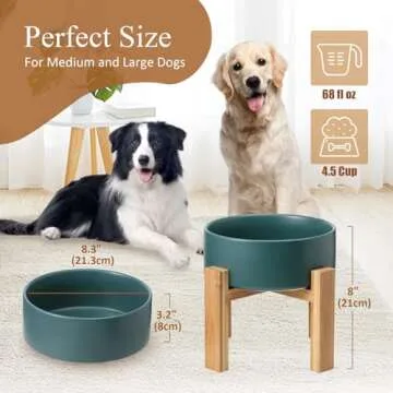 Elevated Dog Bowl for Large Dogs - Ceramic Raised Dog Bowl Stand - Dog Water Bowl and Food Dish - He...