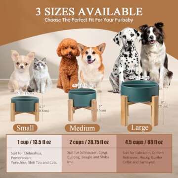 Elevated Dog Bowl for Large Dogs - Ceramic Raised Dog Bowl Stand - Dog Water Bowl and Food Dish - Heavy Weighted or No Tip Over Dog Comfort Food Bowl - Pet Bowl Extra High Capacity 8.4" Diameter