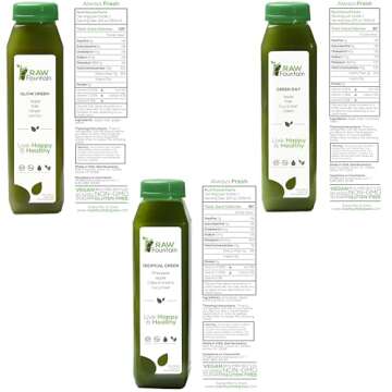 3 Day Green Juice Cleanse by Raw Fountain, All Natural Raw, Vegan Detox, Cold Pressed Juice, 18 Bott...