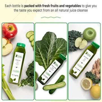 3 Day Green Juice Cleanse by Raw Fountain, All Natural Raw, Vegan Detox, Cold Pressed Juice, 18 Bottles 12oz, 3 Ginger Shots