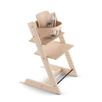 Stokke Adjustable Ergonomic Tripp Trapp High Chair with Baby Set - Natural & Tripp Trapp Tray - White