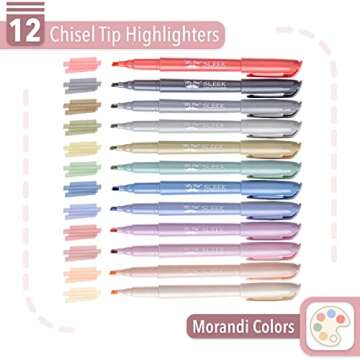 Mr. Pen- Highlighters, 12 Pack, Morandi Colors, Chisel Tip, Bible Highlighter, Aesthetic No Bleed Book Planner Markers, Gift for Christmas