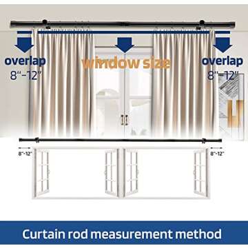 5/8 Inch Curtain Rods for Windows, 30-48 inch Small Curtain Rod Set, Heavy Duty Drapery Adjustable Rods with Brackets for Room Divider, Living room, Kitchen, Bathroom, Black