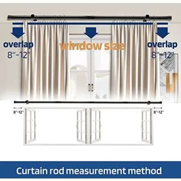 5/8 Inch Curtain Rods for Windows, 30-48 inch Small Curtain Rod Set, Heavy Duty Drapery Adjustable Rods with Brackets for Room Divider, Living room, Kitchen, Bathroom, Black