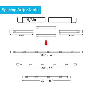 5/8 Inch Curtain Rods for Windows, 30-48 inch Small Curtain Rod Set, Heavy Duty Drapery Adjustable Rods with Brackets for Room Divider, Living room, Kitchen, Bathroom, Black