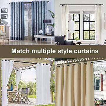 5/8 Inch Curtain Rods for Windows, 30-48 inch Small Curtain Rod Set, Heavy Duty Drapery Adjustable Rods with Brackets for Room Divider, Living room, Kitchen, Bathroom, Black