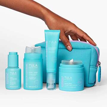 TULA Skin Care Ageless is the New Anti-Aging Wrinkle Targeting Kit - Face Serum, Face Moisturizer, Treatment Primer, Overnight Repair Treatment for Major Wrinkle-Fighting Power, 5-Piece Kit