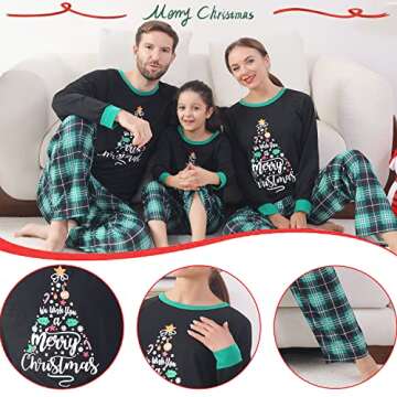 ANGELGGH Family Pajamas Matching Sets, Cute Christmas Printed 2 Piece Sleepwear, Holiday PJs Jammies for Couples/Women/Men (Youth, 2-3T, Black Wish)