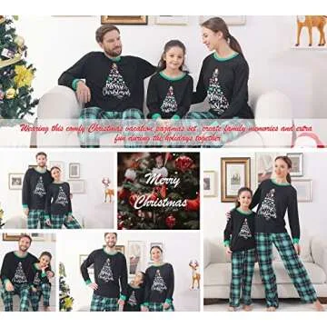 ANGELGGH Family Pajamas Matching Sets, Cute Christmas Printed 2 Piece Sleepwear, Holiday PJs Jammies for Couples/Women/Men (Youth, 2-3T, Black Wish)