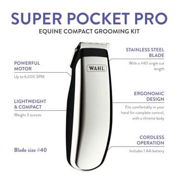 Wahl Professional Animal Equine Super Pocket Pro Trimmer – Perfect for On-the-Go Grooming!