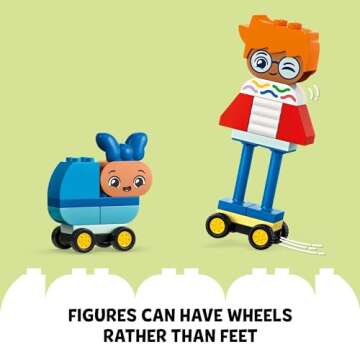 LEGO DUPLO Town Buildable People with Big Emotions Interactive Toy for Ages 3 and Up, 5 Characters with 10 Role-Play Faces, 71 Colorful Bricks for Mix-and-Match Customizable Fun, 10423