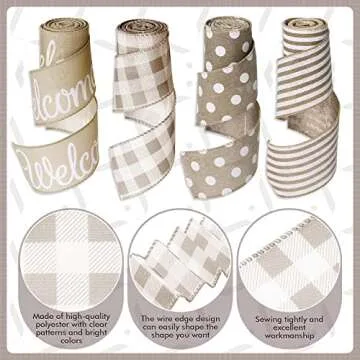 Farmhouse Ribbon Set 20 Yards for DIY Crafts and Decor