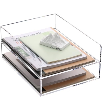 Premium Clear Acrylic Stackable Desk Organizer - 2 Pack for Office & Home