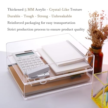 Clear Acrylic Stackable Desk Organizer 2 Pack Office Home